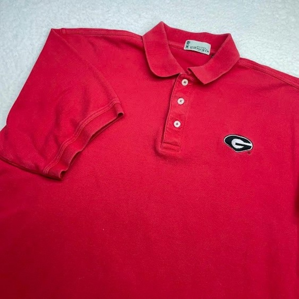 George Gibson Bulldogs Polo Shirt Mens L red University Of Georgia UGA Logo Red